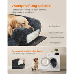 Songmics Oversized Dog Sofa Bed, Calming Pet Lounger With Cover, Large Breed Comfort, Dark Grey - thumbnail 3