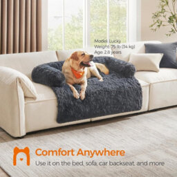 Oversized Dog Sofa Bed, Calming Pet Lounger With Cover, Large Breed Comfort, Dark Grey