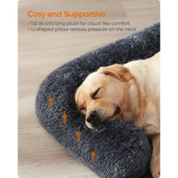 Songmics Oversized Dog Sofa Bed, Calming Pet Lounger With Cover, Large Breed Comfort, Dark Grey - thumbnail 4