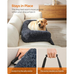Songmics Oversized Dog Sofa Bed, Calming Pet Lounger With Cover, Large Breed Comfort, Dark Grey - thumbnail 5