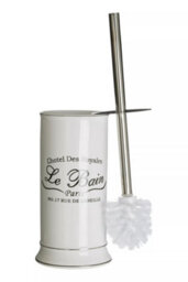 Orsina White Stoneware Toilet Brush & Holder, Bathroom Loo Brush With Black Lettering, Sturdy Lavatory Brushes - thumbnail 5