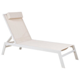 Beliani Sun Lounger Catania Reclining Metal Beige - thumbnail 1