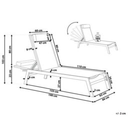 Beliani Sun Lounger Catania Reclining Metal Beige - thumbnail 3