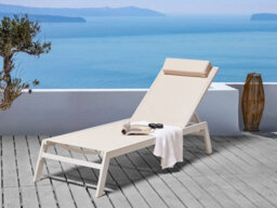 Beliani Sun Lounger Catania Reclining Metal Beige - thumbnail 2