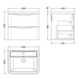 Dezine Thames 600mm 2 Drawer Satin Green Wall Hung Vanity Unit - thumbnail 2
