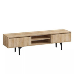 120 Cm Black Tv Unit Cabinet Stand With Led Modern Mdf Entertainment Furniture Matte Gloss - thumbnail 3