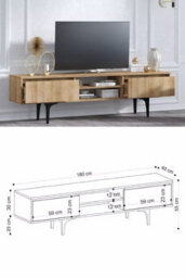 120 Cm Black Tv Unit Cabinet Stand With Led Modern Mdf Entertainment Furniture Matte Gloss - thumbnail 2