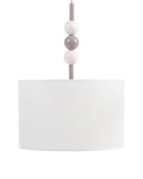 Wyld and Coco Lumina Pendant Lamp - Mid-Century Fabric Drum Shade, Beige, Iron Frame, Adjustable Drop, 35 Cm Diameter, 203 Cm Height - thumbnail 3