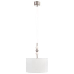 Wyld and Coco Lumina Pendant Lamp - Mid-Century Fabric Drum Shade, Beige, Iron Frame, Adjustable Drop, 35 Cm Diameter, 203 Cm Height - thumbnail 1