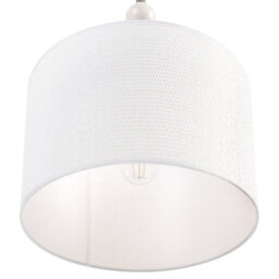 Wyld and Coco Lumina Pendant Lamp - Mid-Century Fabric Drum Shade, Beige, Iron Frame, Adjustable Drop, 35 Cm Diameter, 203 Cm Height - thumbnail 6