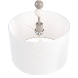 Wyld and Coco Lumina Pendant Lamp - Mid-Century Fabric Drum Shade, Beige, Iron Frame, Adjustable Drop, 35 Cm Diameter, 203 Cm Height - thumbnail 5