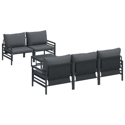 Berkfield Modern Garden Sofa Set With Cushion 6 Pcs Anthracite Steel & Fabric - image 1