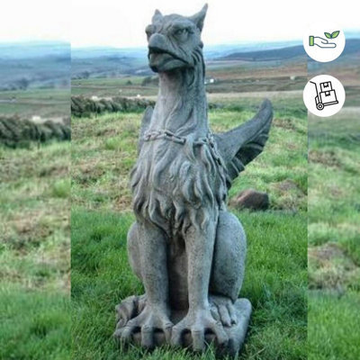 Large Winged Stone Griffin Ornament Gargoyle Gryphon Style - image 1