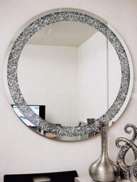 Biznest 80Cm Extra Large Jewel Round Wall Mirror Loose Diamante Crystal Mirror Room Decoration Ideas - thumbnail 1