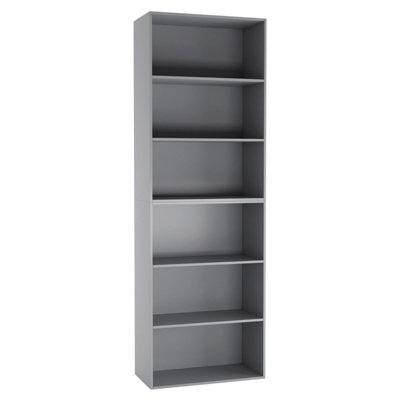 Urbn-Living Urbnliving Height 180Cm Wide 6 Tier Book Shelf Deep Bookcase Storage Cabinet Display Colour Grey Dining Living Room - image 1
