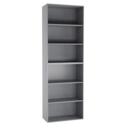 Urbn-Living Urbnliving Height 180Cm Wide 6 Tier Book Shelf Deep Bookcase Storage Cabinet Display Colour Grey Dining Living Room - thumbnail 1