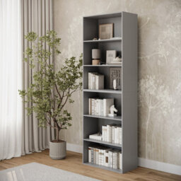 Urbn-Living Urbnliving Height 180Cm Wide 6 Tier Book Shelf Deep Bookcase Storage Cabinet Display Colour Grey Dining Living Room - thumbnail 3