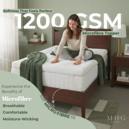 MHG Living Quilted Mattress Topper - 1200Gsm Microfiber Comfort Layer With Elasticated Corner Straps - Single - thumbnail 5