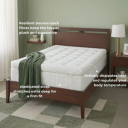 MHG Living Quilted Mattress Topper - 1200Gsm Microfiber Comfort Layer With Elasticated Corner Straps - Single - thumbnail 3