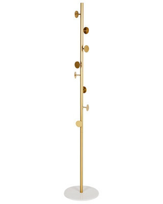 Beliani Gold Metal Coat Stand With Marble Base, Freestanding Industrial Jacket Rack For Hallways, W32 X D32 X H170Cm - image 1