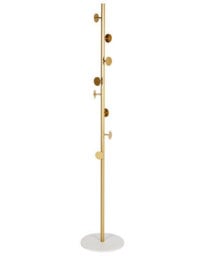Beliani Gold Metal Coat Stand With Marble Base, Freestanding Industrial Jacket Rack For Hallways, W32 X D32 X H170Cm - thumbnail 1