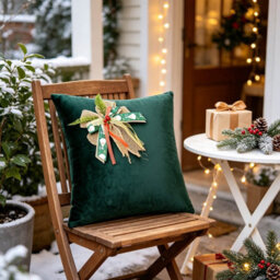 Amorly 45X 45Cm Christmas Holiday Cushion Covers, Burlap Bow With Berries Decor Throw Pillow Cases For Sofa Bed, Inserts Not Included - thumbnail 5