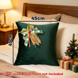 Amorly 45X 45Cm Christmas Holiday Cushion Covers, Burlap Bow With Berries Decor Throw Pillow Cases For Sofa Bed, Inserts Not Included - thumbnail 3