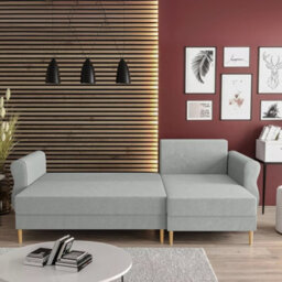 Zako L Space Saving Corner Sofa Bed Reversible Chaise With Storage Pull Out Bed Beige Upholstery - thumbnail 3