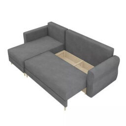 Zako L Space Saving Corner Sofa Bed Reversible Chaise With Storage Pull Out Bed Beige Upholstery - thumbnail 5