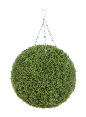 Best Artificial 36Cm Green Conifer Grass Hanging Basket Topiary Ball - Suitable For Outdoor Use - Weather & Fade Resistant - image 1