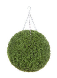 Best Artificial 36Cm Green Conifer Grass Hanging Basket Topiary Ball - Suitable For Outdoor Use - Weather & Fade Resistant - thumbnail 1