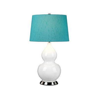 Luminosa Lighting Luminosa Isla Table Lamp With Round Tapered Shade, Polished Nickel, White, Teal - image 1