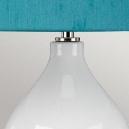 Luminosa Lighting Luminosa Isla Table Lamp With Round Tapered Shade, Polished Nickel, White, Teal - thumbnail 3
