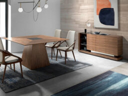 Angel Cerda Elegant Walnut Sideboard With Steel Legs And Black Glass Top - thumbnail 5