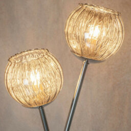 Twin Light Floor Lamp Chrome & Glass Free Standing Modern Lounge Base Holder - thumbnail 3