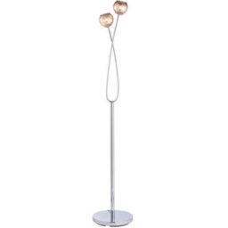 Twin Light Floor Lamp Chrome & Glass Free Standing Modern Lounge Base Holder - thumbnail 1