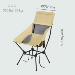 Songmics Folding Outdoor Camping Chair With Adjustable Height, Steel Frame And 2 Storage Pockets - thumbnail 4