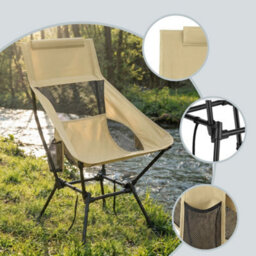 Songmics Folding Outdoor Camping Chair With Adjustable Height, Steel Frame And 2 Storage Pockets - thumbnail 7