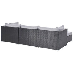 Beliani Garden Corner Sofa With Table 4 Seater Sano Right Hand Pe Rattan Black - thumbnail 6