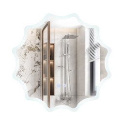 Costway 60Cm Round Anti-Fog 3-Color Led Lights Bathroom Mirror Waved Edge Wall Mirror - thumbnail 2