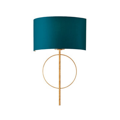 Antique Gold Leaf Wall Light & Teal Satin Half Shade Dimmable Led Filament Lamp - image 1