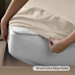 Bedlooms Single Fitted Sheet 25Cm Extra Deep - Soft Microfiber Deep Pocket Elacticated Bed Fitted Sheets Beige, 91X190 Cm - thumbnail 4
