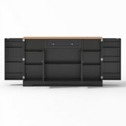 Abrihome 138Cm Modern Sideboard With Drawer, Shelf Doors & Adjustable Shelves, Tip-Over Protection, Black - thumbnail 7