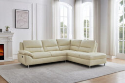 SC FURNITURE LIMITED Cream Leather Corner Sofa + Usb Charging Ports -Rhf - Tuscany - thumbnail 5