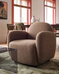 Beliani Retro Armchair Jule Fabric Brown - thumbnail 2