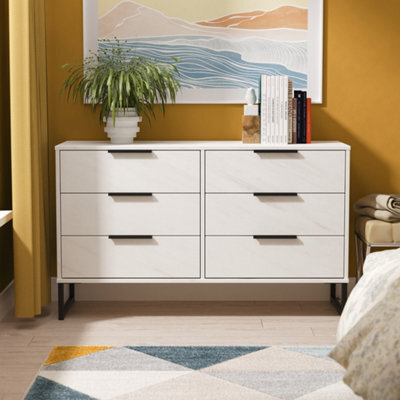 Beijing 6 Drawer Midi Chest Of Drawers In Marble (Ready Assembled) - image 1