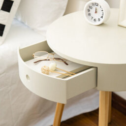 Aspect Furniture Mona Round Bedside/end/lamp Table With 1Drawer,grey - thumbnail 3