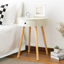 Aspect Furniture Mona Round Bedside/end/lamp Table With 1Drawer,grey - thumbnail 2