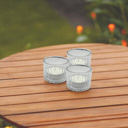 Set Of 3 Premium Ribbed Glass Tealight Holders (Includes 3 Free Tealights) - thumbnail 2