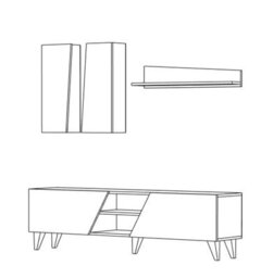 Asos Tv Unit And Wall Shelves - White/oak Up To 55 Inch Tv - thumbnail 3